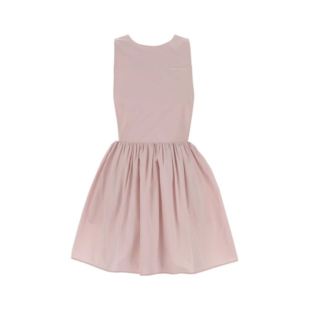 Miu Miu Women Pastel Pink Poplin Mini Dress